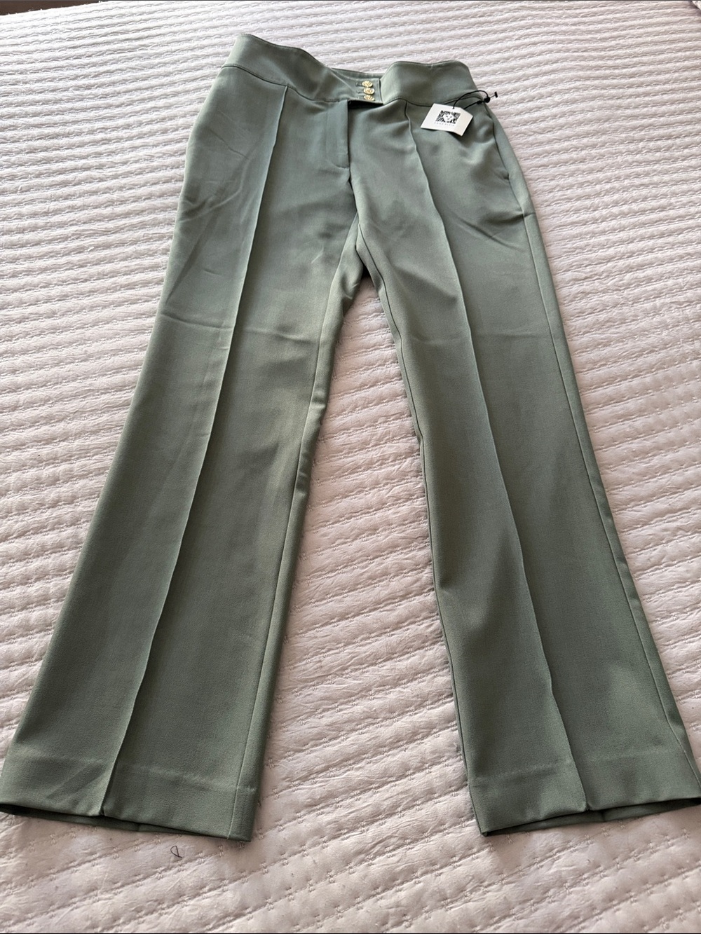 Ann Klein High-Rise Boot Leg Tailored Pants Sage Green Sz 2 NWT Fabulous Fall ❤️